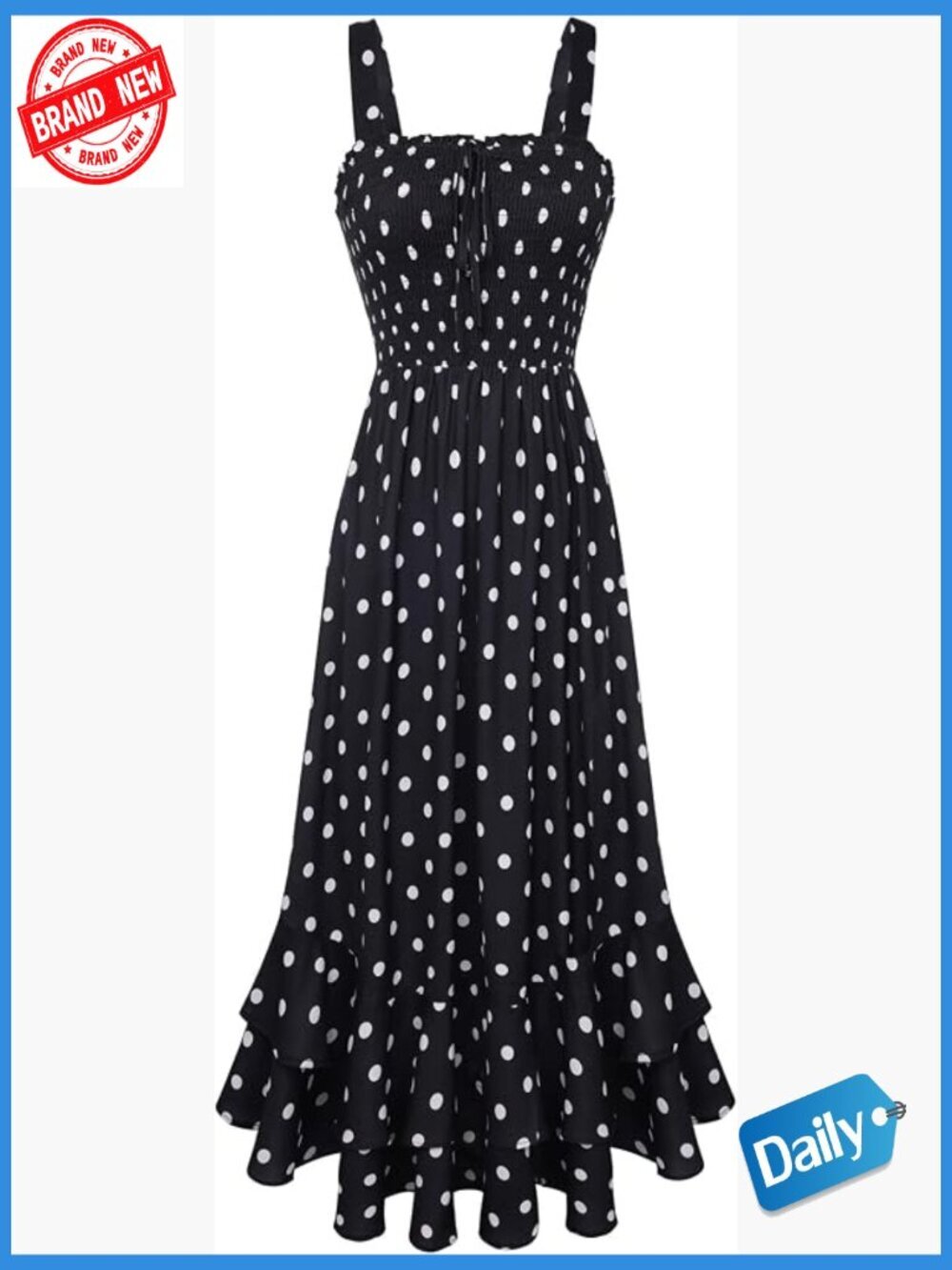 Swing A-Line Maxi Dress with Square Neck Straps